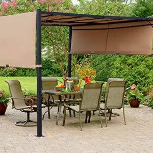 Pergolas Gazebo for Patios 10 * 10 Metal Gazebo Canopy Tent with Sliding Adjustable Canopy Weather-Resistant Fabric Quality Materials Solar Powered Led for Patio Outside Garden Backyard,Tan