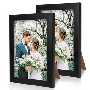 joyberg 2 pack 5x7 picture frame, picture frame black, plastic 5x7 frame for tabletop display, photo frame with clear plexiglass for vertical or horizontal display
