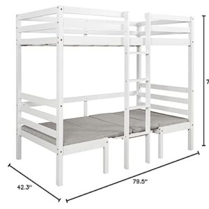 Twin Over Twin Bunk Beds Convertible Dorm Loft Bed and Down Desk for Teens, Boys or Girls, No Box Spring Needed White