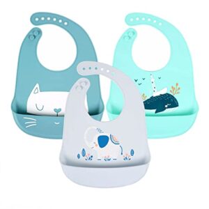 yingjee baby bibs silicone feeding bibs, weaning waterproof bibs with food crumb catcher pocket baby bibs easily to clean, comfortable and foldable