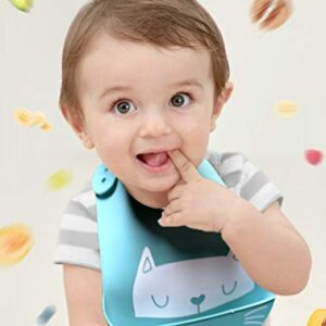 YINGJEE Baby Bibs Silicone Feeding Bibs, Weaning Waterproof Bibs with Food Crumb Catcher Pocket Baby Bibs Easily to Clean, Comfortable and Foldable