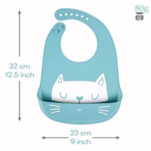 YINGJEE Baby Bibs Silicone Feeding Bibs, Weaning Waterproof Bibs with Food Crumb Catcher Pocket Baby Bibs Easily to Clean, Comfortable and Foldable