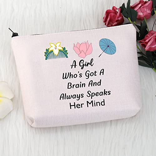 MNIGIU Inspiration Mulan Fans Gift Mulan Cosmetic Makeup Bag A Girl Whos Got a Brain and Always Speaks Her Mind (speak her mind bag)