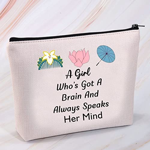 MNIGIU Inspiration Mulan Fans Gift Mulan Cosmetic Makeup Bag A Girl Whos Got a Brain and Always Speaks Her Mind (speak her mind bag)