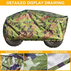XYZCTEM Waterproof ATV Cover, Heavy Duty Meterial Protects 4 Wheeler from Snow Rain or Sun, Large Size Universal Fits up to 82 Inch Most Quads, Elastic Bottom Trailerable at High Speeds (Camo)