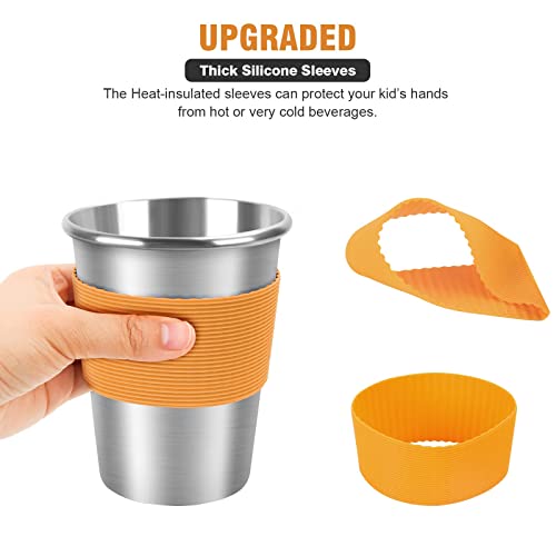 Yummy Sam Kids Stainless Steel Cups with Silicone Straws and Lids,Spill-proof Metal Tumblers for New year Dishwasher Safe,Toddler Cups with Heat-insulated Sleeves for Outdoors and Indoor.5 Pack 12oz