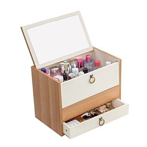makeup organizer wooden cosmetic storage ​​cases display rack with drawer makeup organizer case for brushes lipsticks skincare toner cosmetic storage box