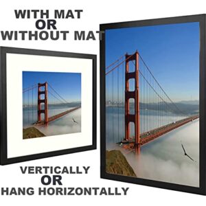Picture Frames 8x10 Picture Frame Set of 2，Display Pictures 5x7 with Mat or 8x10 Without Mat Real Glass and Composite Wood for Wall or Tabletop Display Pre-Installed Wall Mounting Hardware，Black