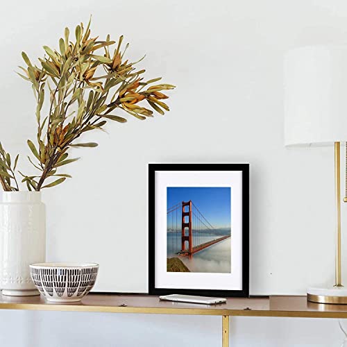 Picture Frames 8x10 Picture Frame Set of 2，Display Pictures 5x7 with Mat or 8x10 Without Mat Real Glass and Composite Wood for Wall or Tabletop Display Pre-Installed Wall Mounting Hardware，Black