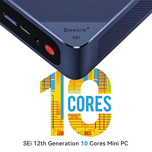 Beelink Mini pc 10 Cores 12th Generation Intel i5-1235U(up to 4.4Ghz),TDP 55W 16G DDR4 3200Mhz RAM，500GB M.2 NVMe Pcle 4.0 SSD Mini Desktop Computers, WiFi6/BT5.2, Dual display Business Mini Computers