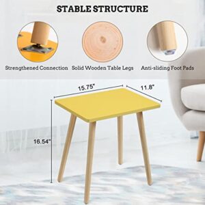 FORAOFUR Side Table, Small End Table Accent Living Room Bedroom Balcony Office, Modern Bedside Home Decor, Easy Assembly, (Yellow, 15.75D x 11.8W 16.54H in)