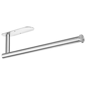 paper towel holder under cabinet, self adhesive wall mount paper towel rack, towel paper bar for kitchen, pantry, sink, bathroom, sus304 stainless steel 13 inch (silver, 1)