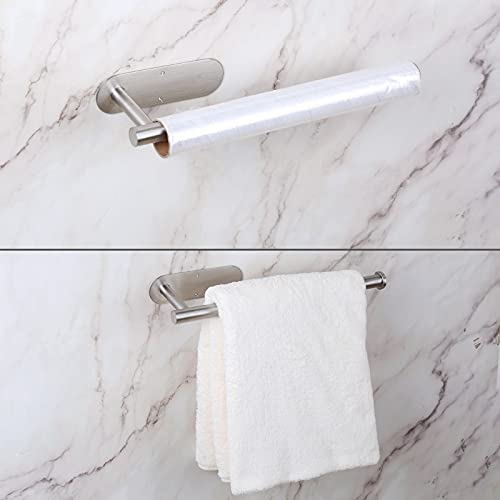 Paper Towel Holder Under Cabinet, Self Adhesive Wall Mount Paper Towel Rack, Towel Paper Bar for Kitchen, Pantry, Sink, Bathroom, SUS304 Stainless Steel 13 inch (Silver, 1)