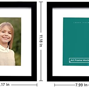 Picrit 8x10 Picture Frame for Wall Mounting or Table Top Display Set of 4, Made of High Definition Real Glass, Display 5x7 with Mat or 8x10 Without Mat