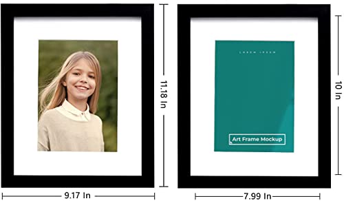 Picrit 8x10 Picture Frame for Wall Mounting or Table Top Display Set of 4, Made of High Definition Real Glass, Display 5x7 with Mat or 8x10 Without Mat