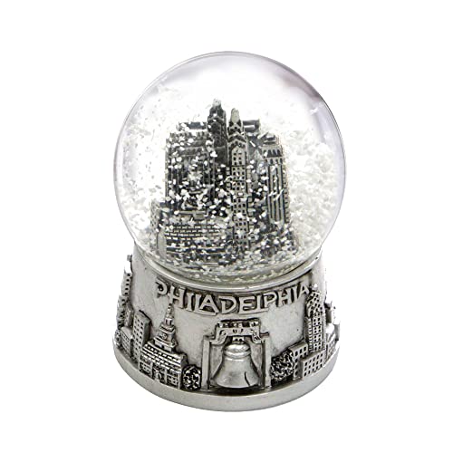 Silver Philadelphia Snow Globe 3.5 Inches Landmarks and Liberty Bell