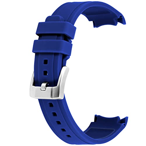 YISIWERA Premium Crafter Silicone Universal Curved Ends Blue Rubber 22mm Watch Band Strap Bracelet Brushed Stainless Steel Pin Buckle For Men Women