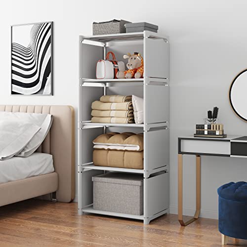 Rerii Cube Storage Shelf, Closet Organizers and Storage Shelves, Small Bookshelf Bookcase for Bedroom, Living Room, Small Spaces, 5 Layer