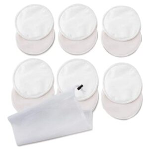 enovoe organic bamboo breastfeeding pads (12 pack) with laundry bag - reusable nipple pads for breastfeeding are super soft, machine washable and hypoallergenic - nursing pads disposable - white