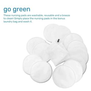 Enovoe Organic Bamboo Breastfeeding Pads (12 Pack) with Laundry Bag - Reusable Nipple Pads for Breastfeeding are Super Soft, Machine Washable and Hypoallergenic - Nursing Pads Disposable - White