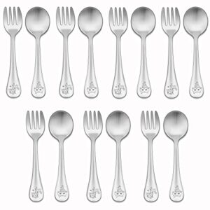 14-piece kids silverware set, lianyu toddler forks and spoons for 2-6 year old, stainless steel preschooler children flatware cutlery set, includes 7 forks 7 spoons, dishwasher safe
