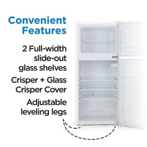 Commercial Cool CCRRD45HW 4.5 Cu. Ft True Freezer, Vintage Style, Retro Fridge with 2 Slide-Out Glass Shelves, White Refrigerator
