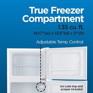 Commercial Cool CCRRD45HW 4.5 Cu. Ft True Freezer, Vintage Style, Retro Fridge with 2 Slide-Out Glass Shelves, White Refrigerator