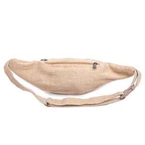 Freakmandu Eco-Friendly Boho Hippie Style Hemp Fanny Pack White Hip Waist Bag for Hiking Running Jogging (Nirvana)