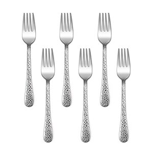 stainless steel kids forks, e-far 6-piece toddlers forks safe for preschooler/children, hammered adult look & small size, rust free & dishwasher safe