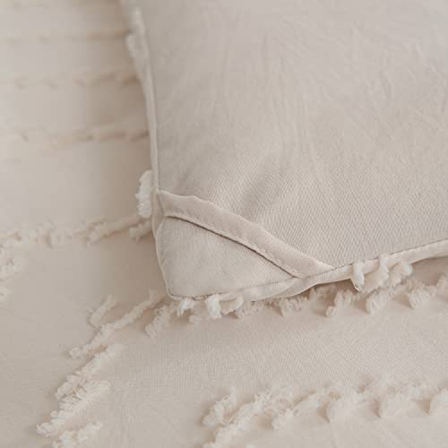 SLEEPBELLA King Comforter Set, Cream Farmhouse Bedding Comforter, Vertical Tufted Design,King Bed Set Lightweight and Fluffy (King,104" W x 90" L, 3 Pieces)