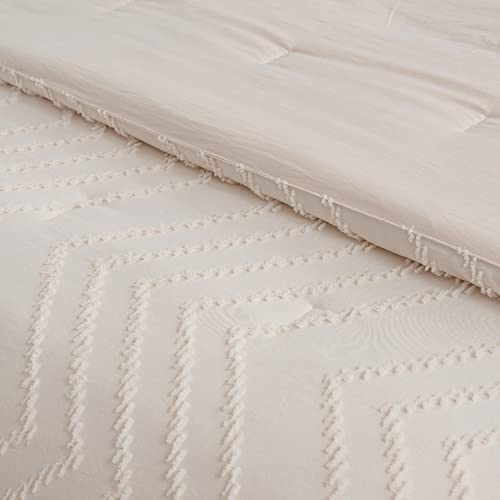 SLEEPBELLA King Comforter Set, Cream Farmhouse Bedding Comforter, Vertical Tufted Design,King Bed Set Lightweight and Fluffy (King,104" W x 90" L, 3 Pieces)