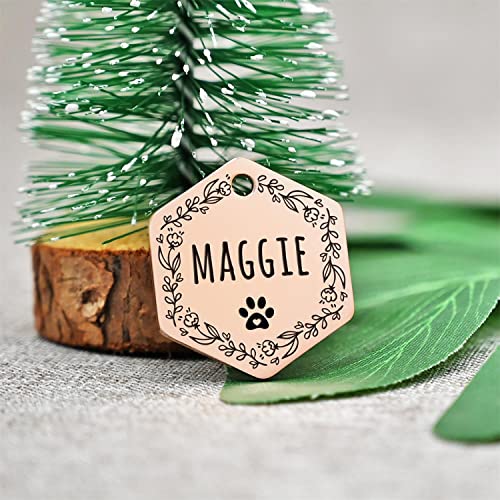 Custom Dog Tags, Funny Double Sided Deep Engraved Stainless Steel Pet Id Tags for Dogs, Cat & Dog Collar Charm, Lightweight Sturdy Cute Cat Id Tags, Personalized Dog Name Tags (Hexagon)