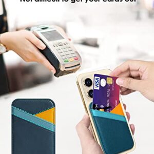 Miroddi MagSafe Wallet Card Holder for iPhone 14/13/12 Series - Blue+Orange RFID Blocking Faux Leather