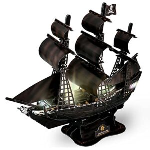 fanbusa 3d led puzzle ship model kits for adults kids to build, ship building kits desk decoration sailboat, large model pirate ship kits watercraft family puzzle for men women gifts
