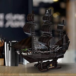 Fanbusa 3D LED Puzzle Ship Model Kits for Adults Kids to Build, Ship Building Kits Desk Decoration Sailboat, Large Model Pirate Ship Kits Watercraft Family Puzzle for Men Women Gifts