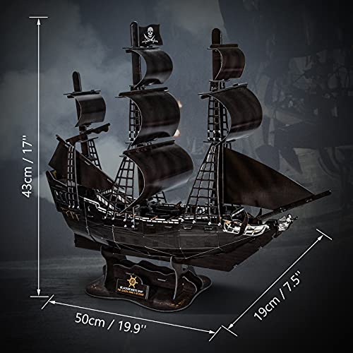 Fanbusa 3D LED Puzzle Ship Model Kits for Adults Kids to Build, Ship Building Kits Desk Decoration Sailboat, Large Model Pirate Ship Kits Watercraft Family Puzzle for Men Women Gifts