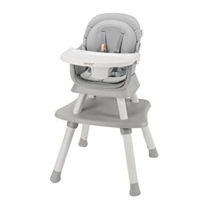 veeyoo baby high chair 6 in 1, convertible high chair/dinning booster seat/toddlers table & chair set with easy clearance, removable tray, adjustable legs, safety harness for girl/boy