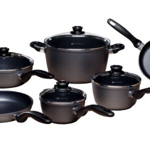 Swiss Diamond Nonstick Pots and Pans Set, 10 Piece Ultimate Kitchen Kit and Felt Pan Protector Set