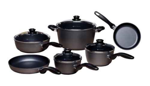 Swiss Diamond Nonstick Pots and Pans Set, 10 Piece Ultimate Kitchen Kit and Felt Pan Protector Set