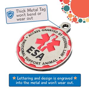 ESA Dog Tag ID + 50 ADA Information Cards - Metal Emotional Support Dog ID Tag is Double-Sided, Durable. + Metal Ring for Collar, Vest or Therapy Dog Accessories. Service Dog Info Cards are 2 Sided