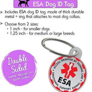 ESA Dog Tag ID + 50 ADA Information Cards - Metal Emotional Support Dog ID Tag is Double-Sided, Durable. + Metal Ring for Collar, Vest or Therapy Dog Accessories. Service Dog Info Cards are 2 Sided