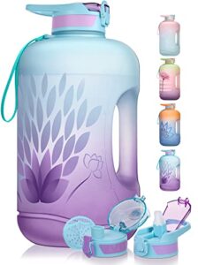 toba motivational bpa free water jug large sports water bottle leakproof drinking, 1 gallon 128 oz