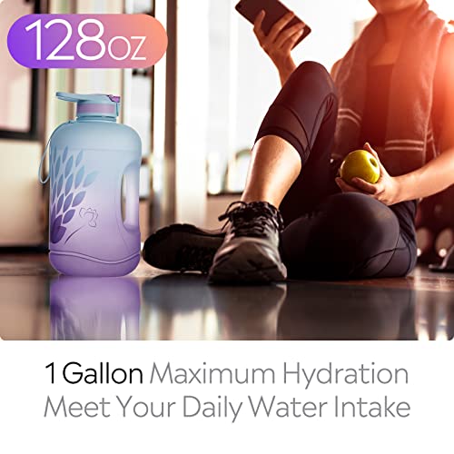 TOBA Motivational BPA Free Water Jug Large Sports Water Bottle Leakproof Drinking, 1 Gallon 128 oz