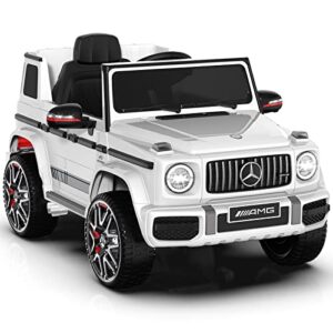 ANPABO Licensed Mercedes-Benz G63 Car for Kids, 12V Ride on Car w/Parent Remote Control, Low Battery Voice Prompt, LED Headlight, Music Player & Horn, Soft Start, Kids Electric Vehicle, White