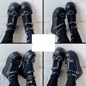 Platform Lolita Shoes for Women Sweet Cute Round Toe Ankle Strap Mary Janes Harajuku Maid Cosplay Oxford Pumps