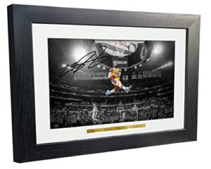 kitbags & lockers 12x8 a4 lebron james slam dunk la lakers los angeles autographed signed photo photograph picture frame basketball poster gift, black