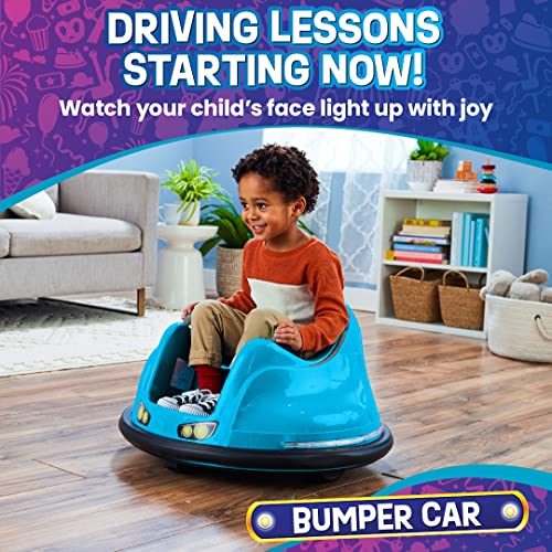 Flybar FunPark 6V Bumper Car for Toddlers, Electric Toddler Ride On Toys for Kids, Baby, Ages 1.5-4 Years, LED Lights, 360 Degree Spin, Supports up to 66 pounds (No Remote), Large, 6v Pink/Purple