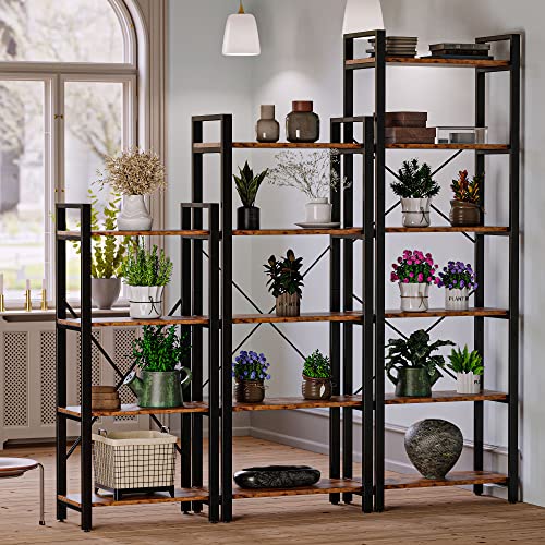 IRONCK Bookshelf 6-Tier Ladder Shelf 110lbs/shelf Vintage Industrial Style Bookcase for Home Decor, Office Decor