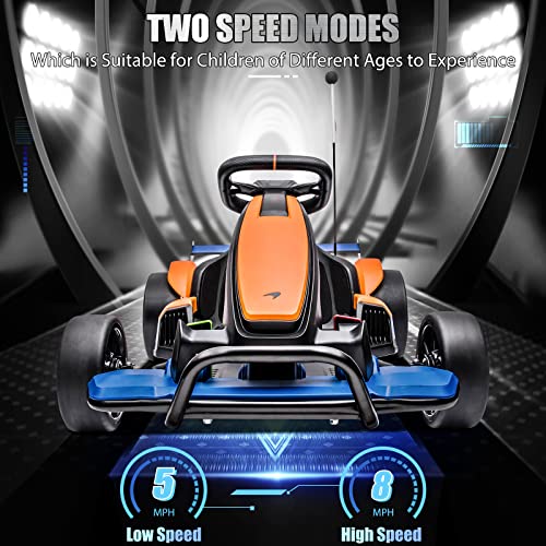 YOFE 24V Electric Go Kart for Kids, Drift Racing Go Kart,8MPH Max,132lbs W. Capacity,Licensed Mclaren Battery Powered Ride on Car with 2 Speeds for Kids Ages 6 and Older