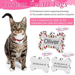 Natiform Engraved Pet Tag for Dogs and Cats, Two Sided Personalized ID Tag, Personalized with 4 Lines of Custom Engraved ID, Cute Glitter Pet Tag(White)